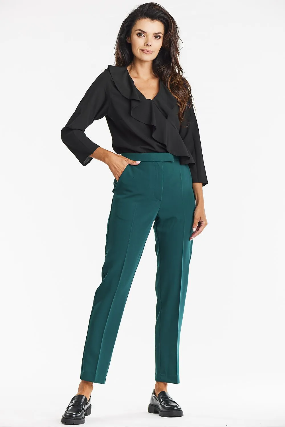 Frilled V-Neck Blouse with Ruffles