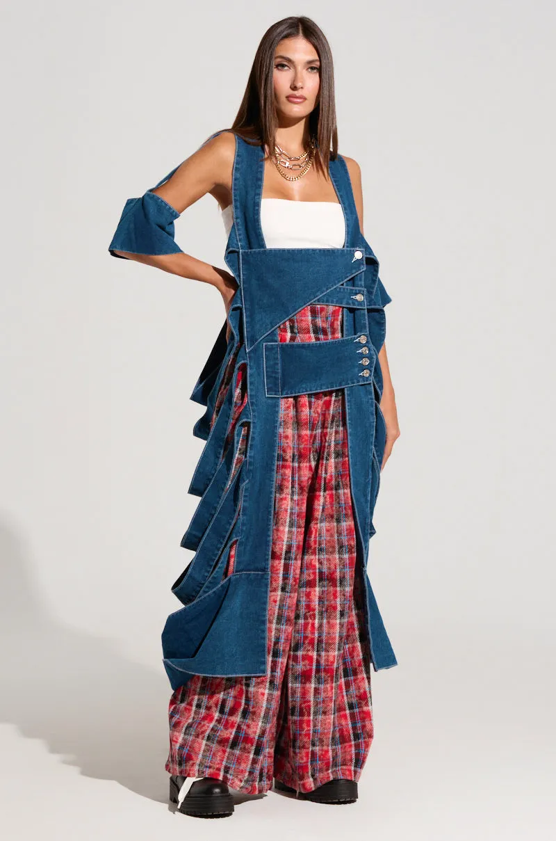 GEO CUTOUT DENIM DUSTER