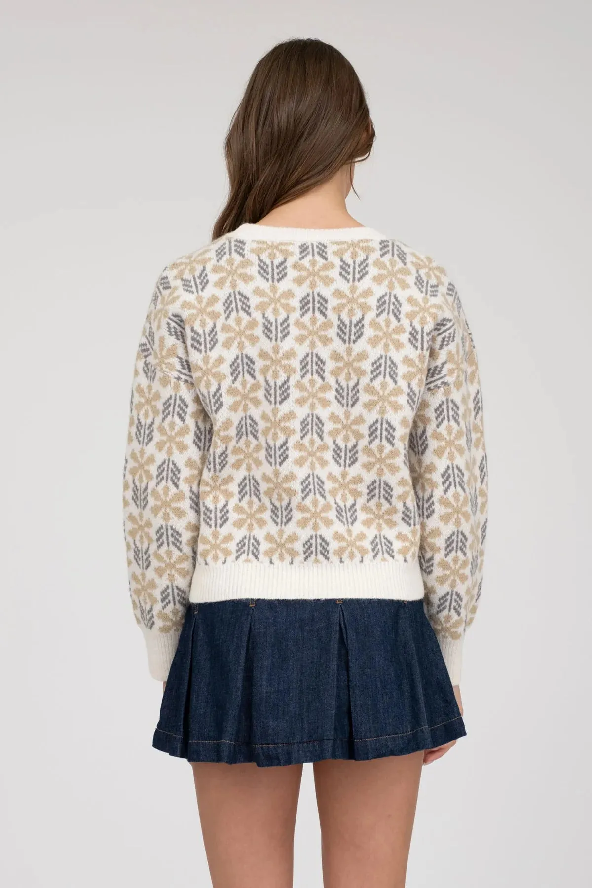 Geo Floral Pullover Sweater
