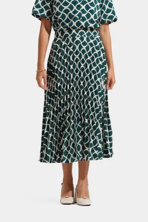 Geometric Print Pleated Midi Skirt