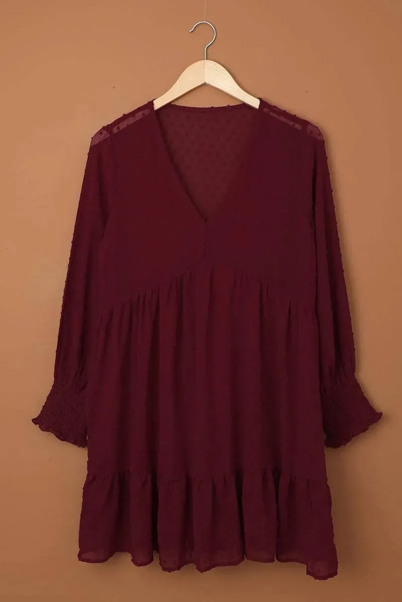 Get the perfect look with our Burgundy Empire Waist Dress