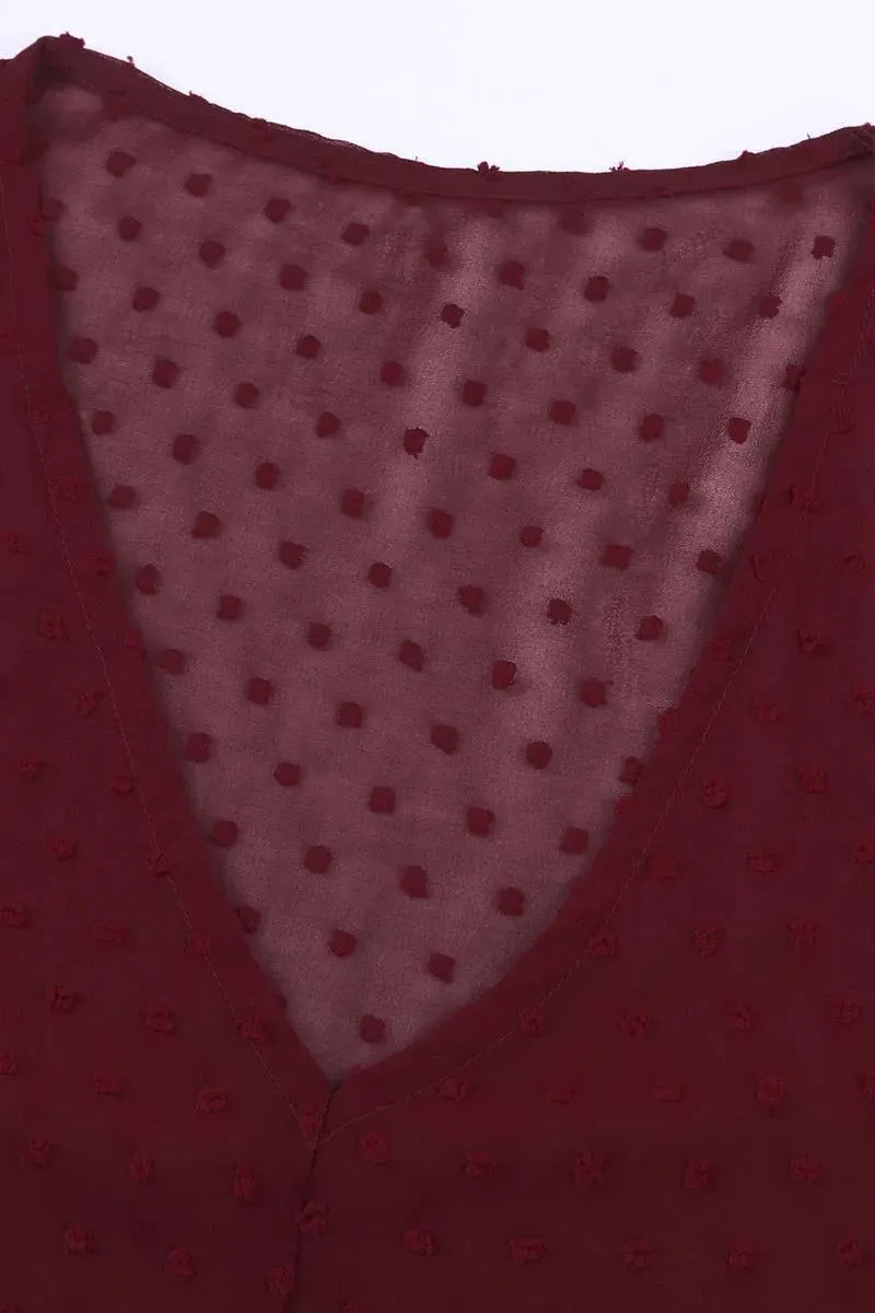 Get the perfect look with our Burgundy Empire Waist Dress