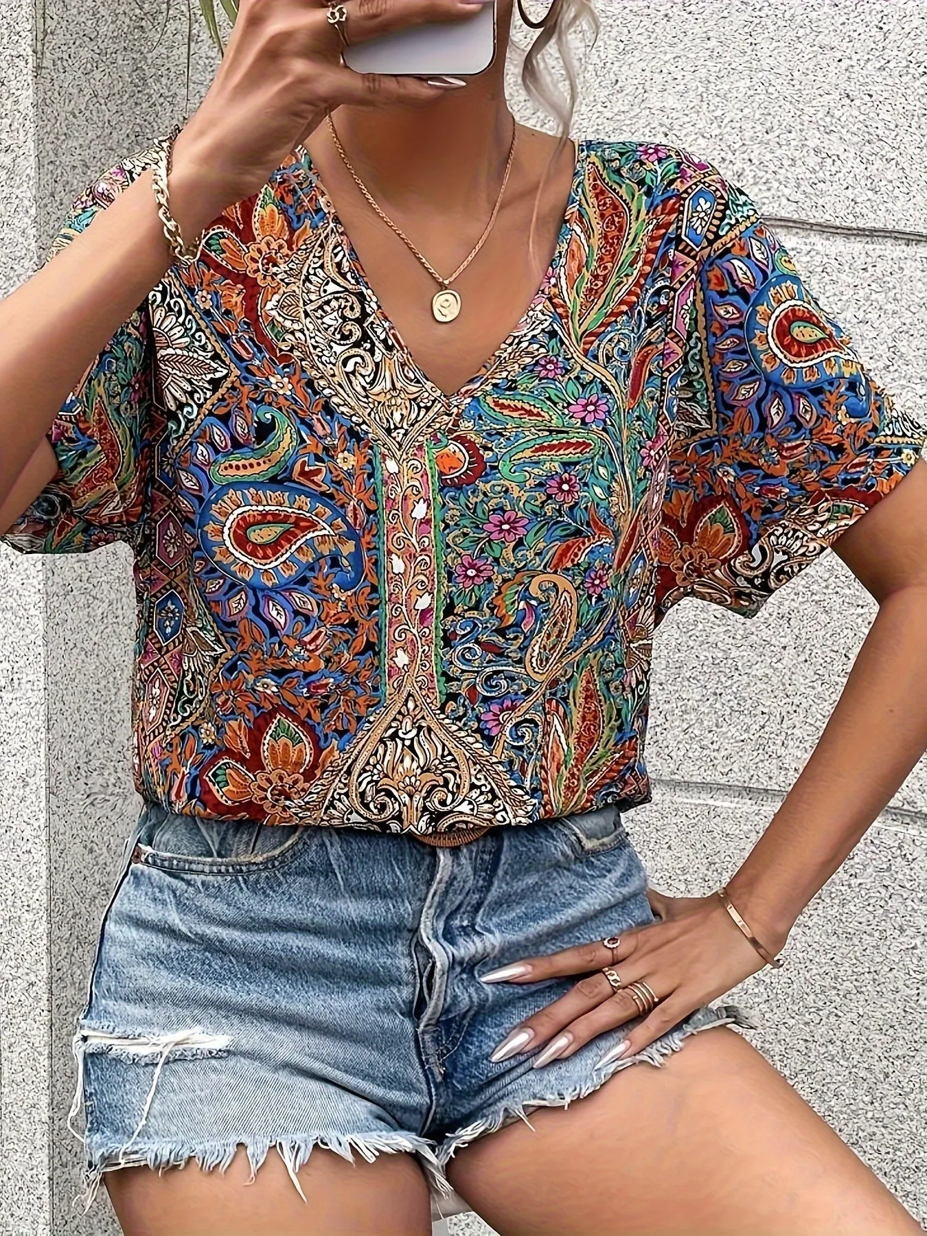 Ginnifer Vibrant V-neck Blouse