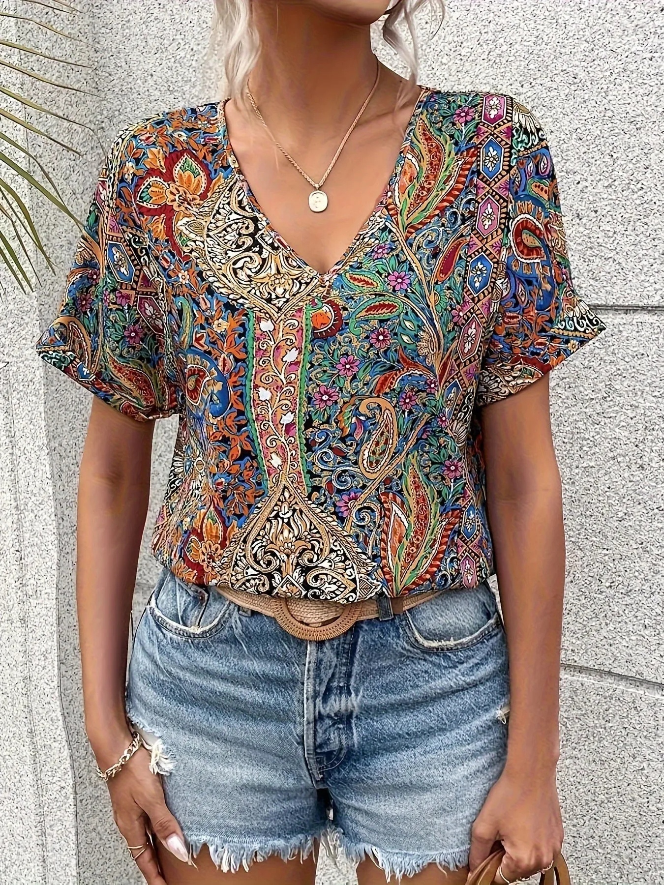 Ginnifer Vibrant V-neck Blouse