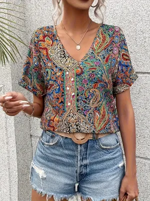 Ginnifer Vibrant V-neck Blouse