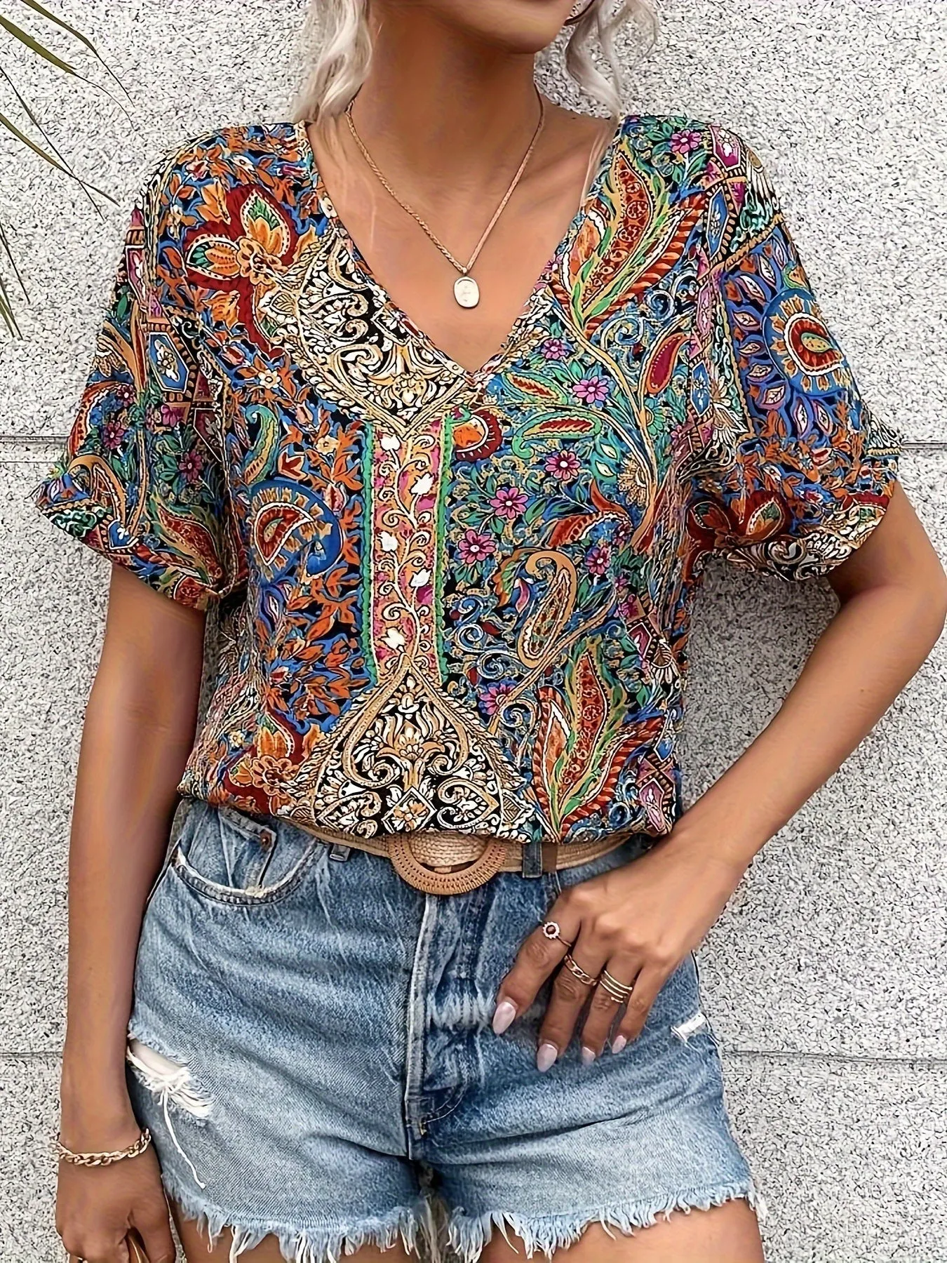 Ginnifer Vibrant V-neck Blouse