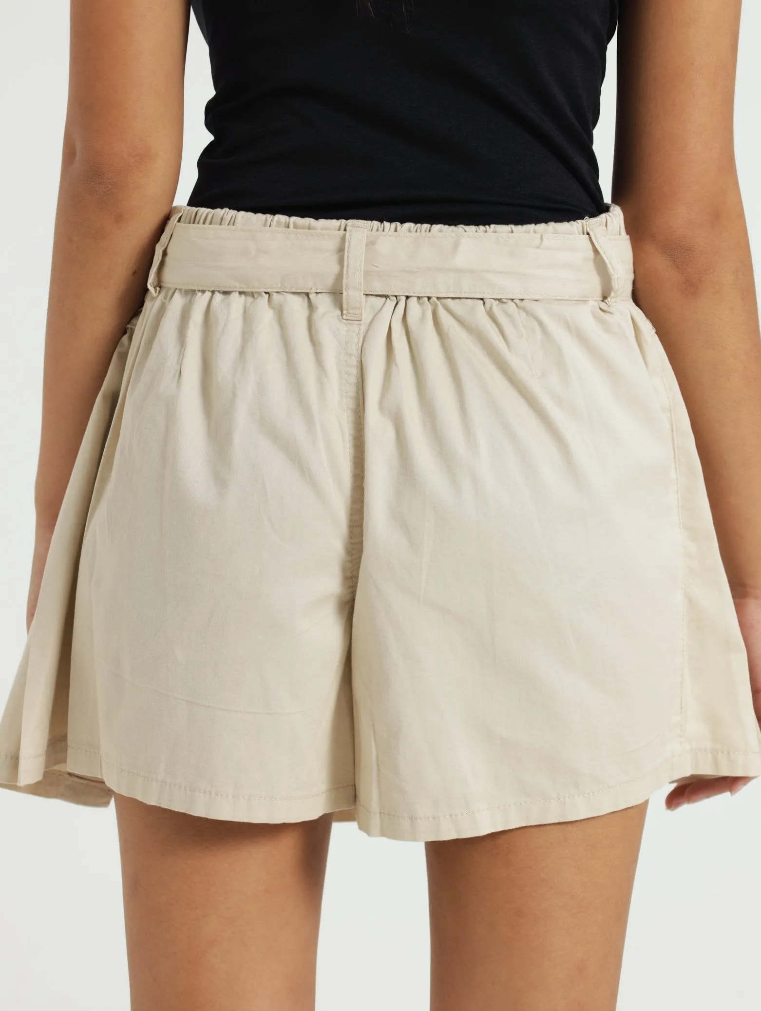 Girls Poplin Pleated Skort - Stone