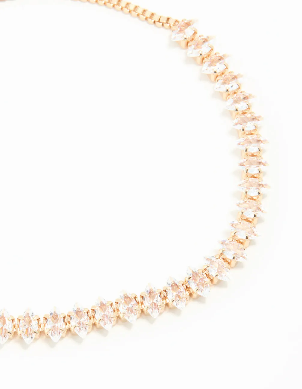 Gold Cubic Zirconia Navette Toggle Bracelet