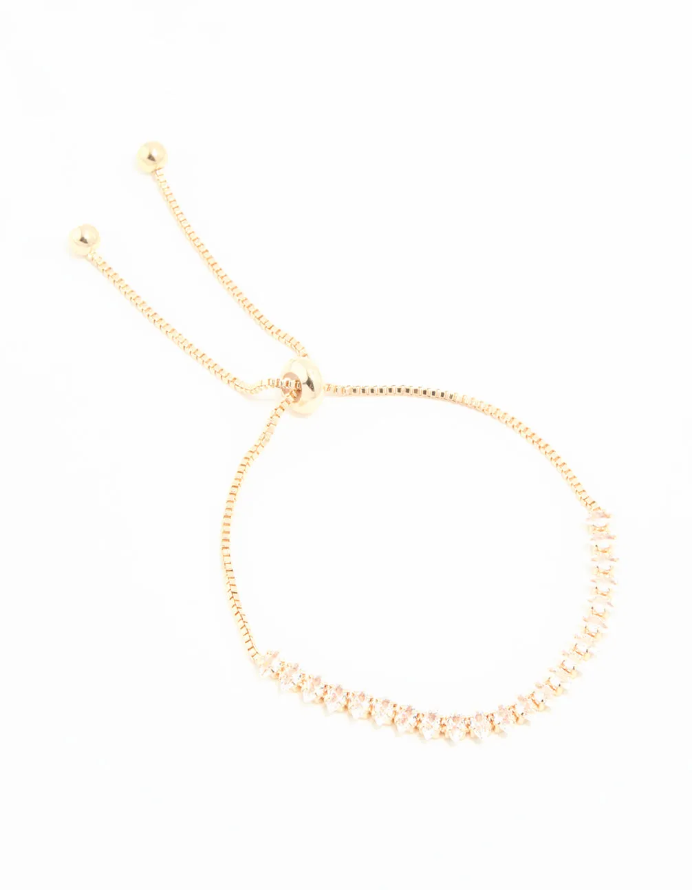 Gold Cubic Zirconia Navette Toggle Bracelet