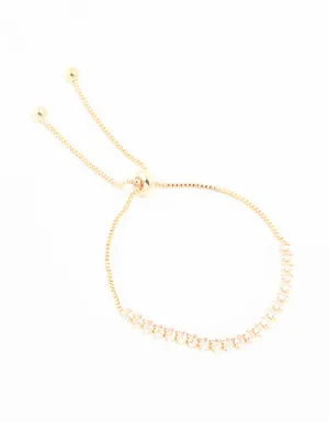 Gold Cubic Zirconia Navette Toggle Bracelet
