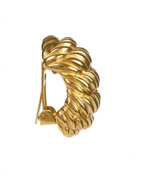 Gold Textured Clip-On Stud Earrings
