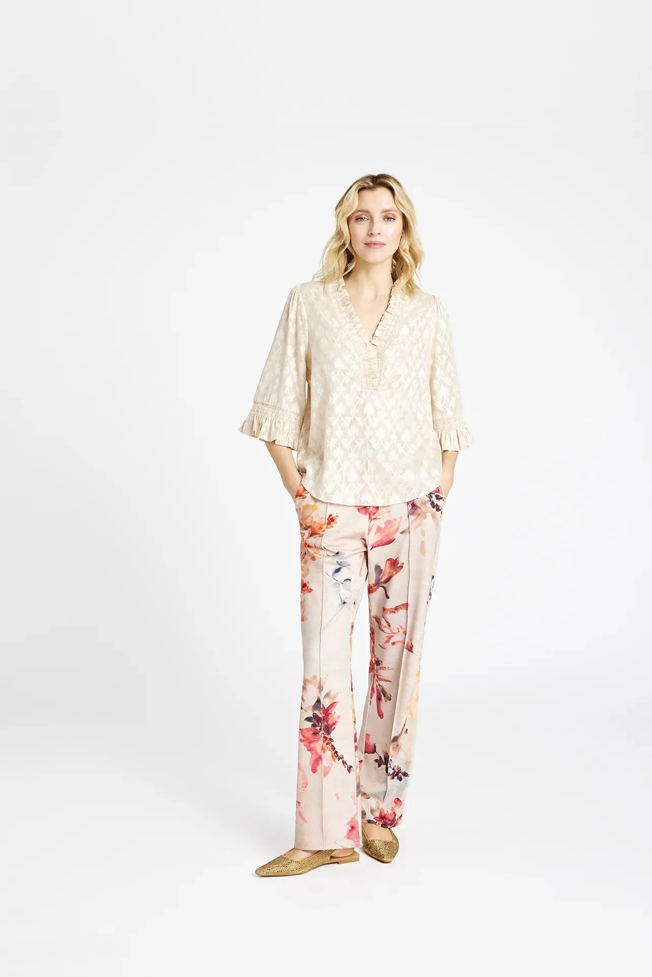 Gustav Marilou Jacquard Print V-Neck Blouse