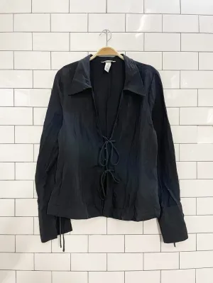 h&m corset tie-front vamp blouse