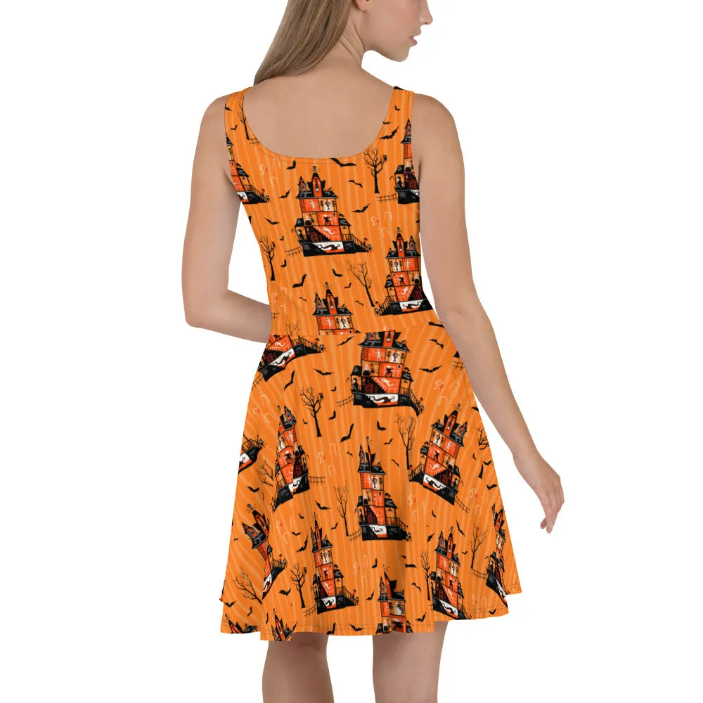 Haunted House Halloween Skater Dress