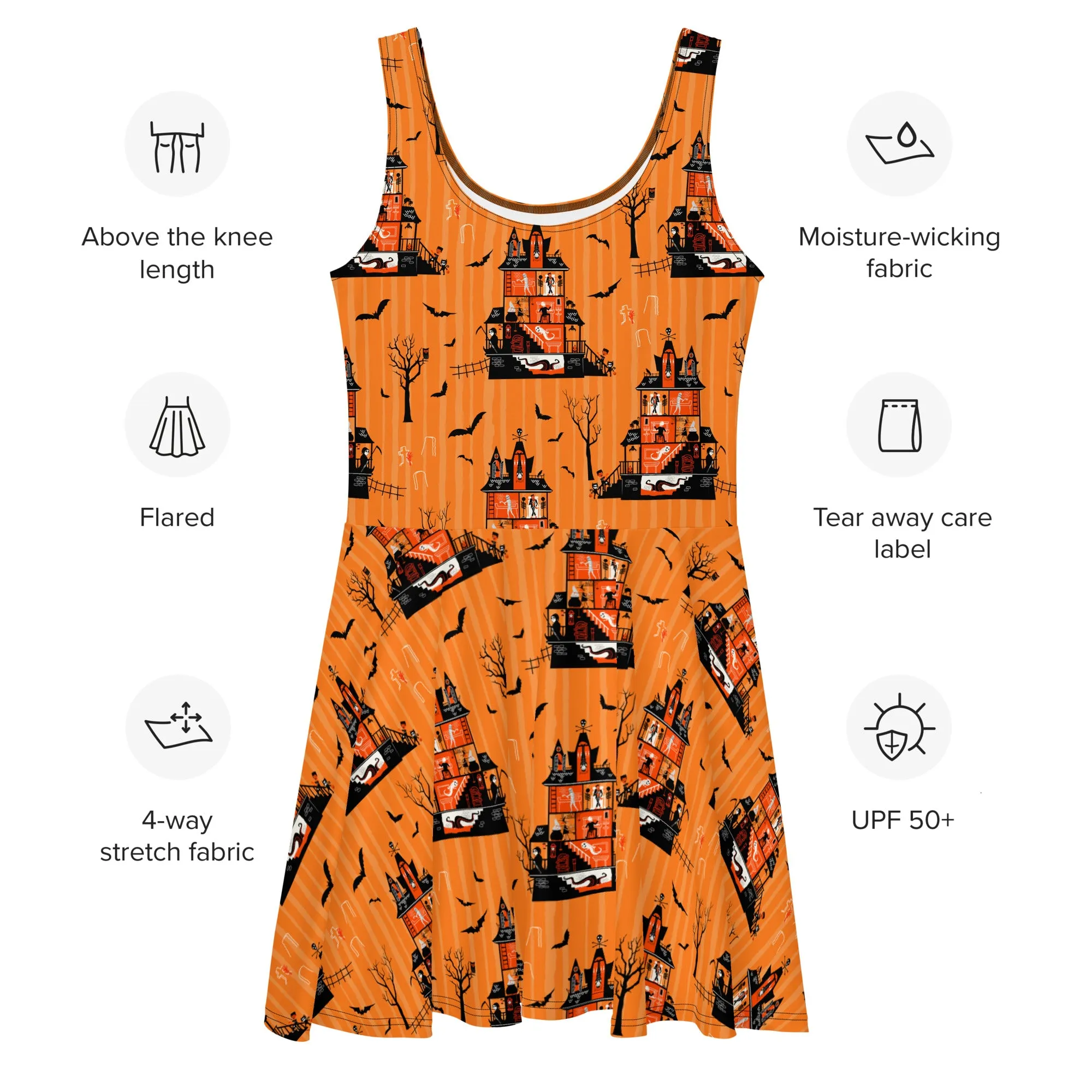 Haunted House Halloween Skater Dress