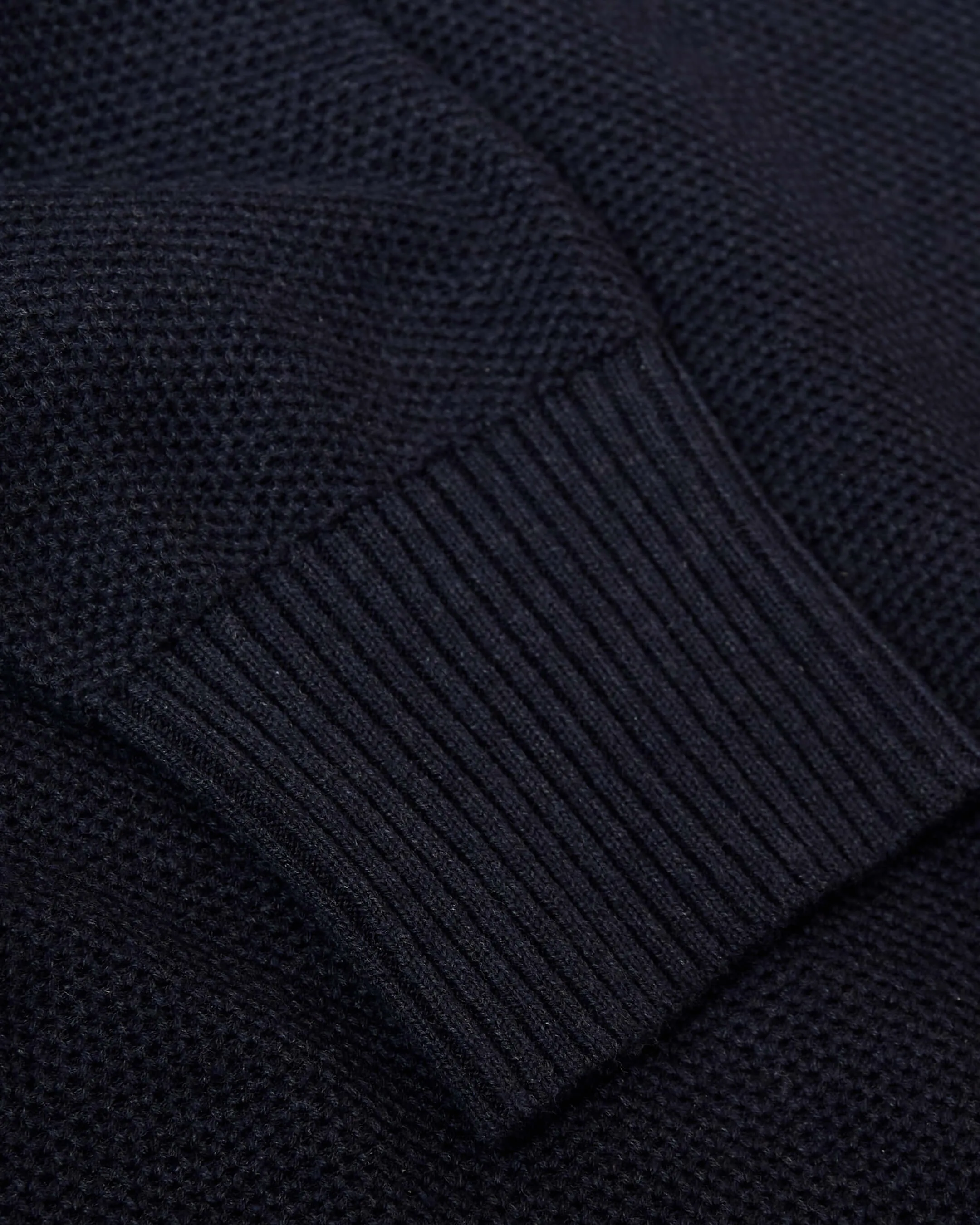 Heather Navy Pique Crew Sweater
