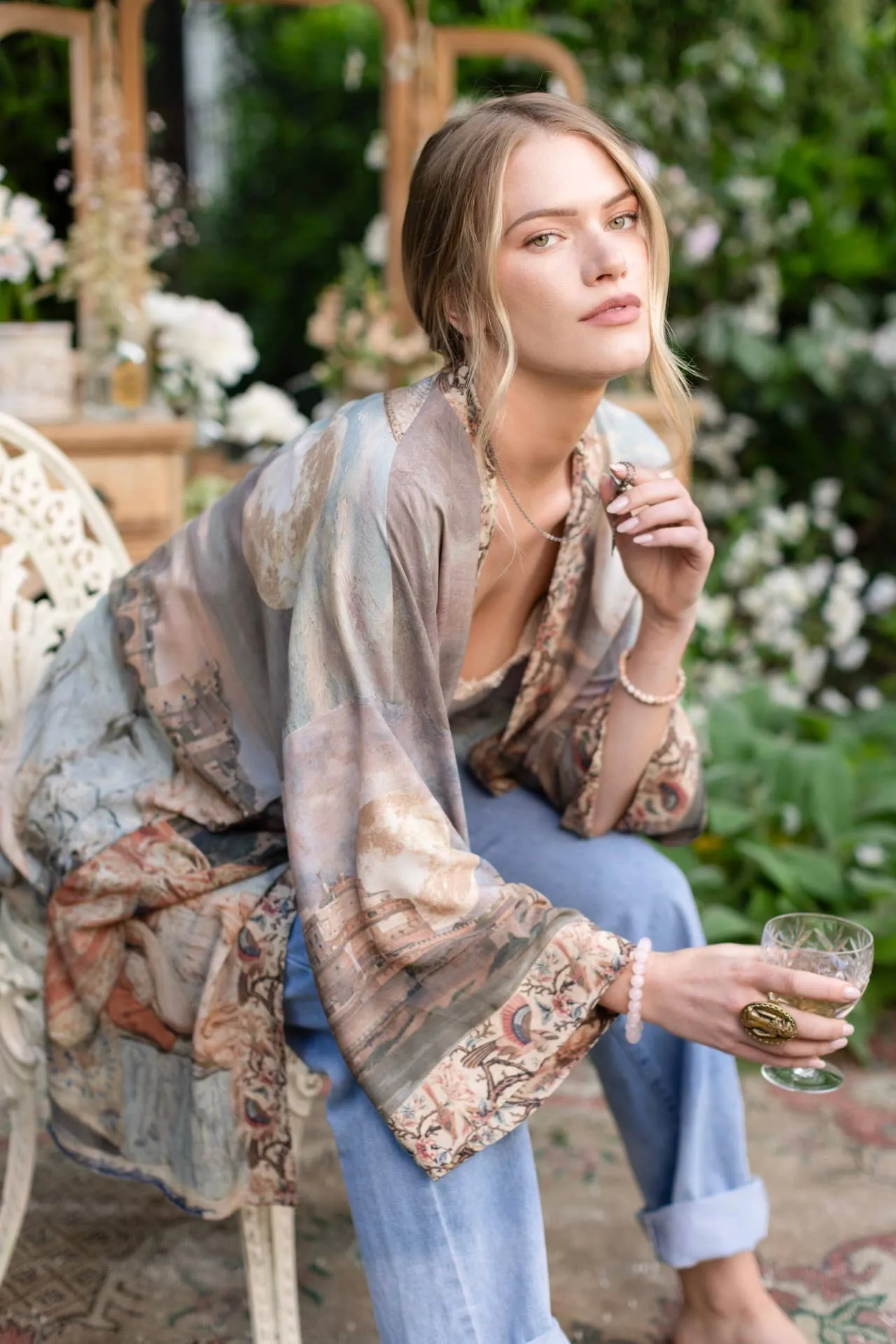 Imaginarium Matinée Duster Kimono w/ Moon mid-length