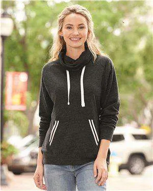 J America Women's Relay Pouch Cowl Neck Sweatshirt - 8653