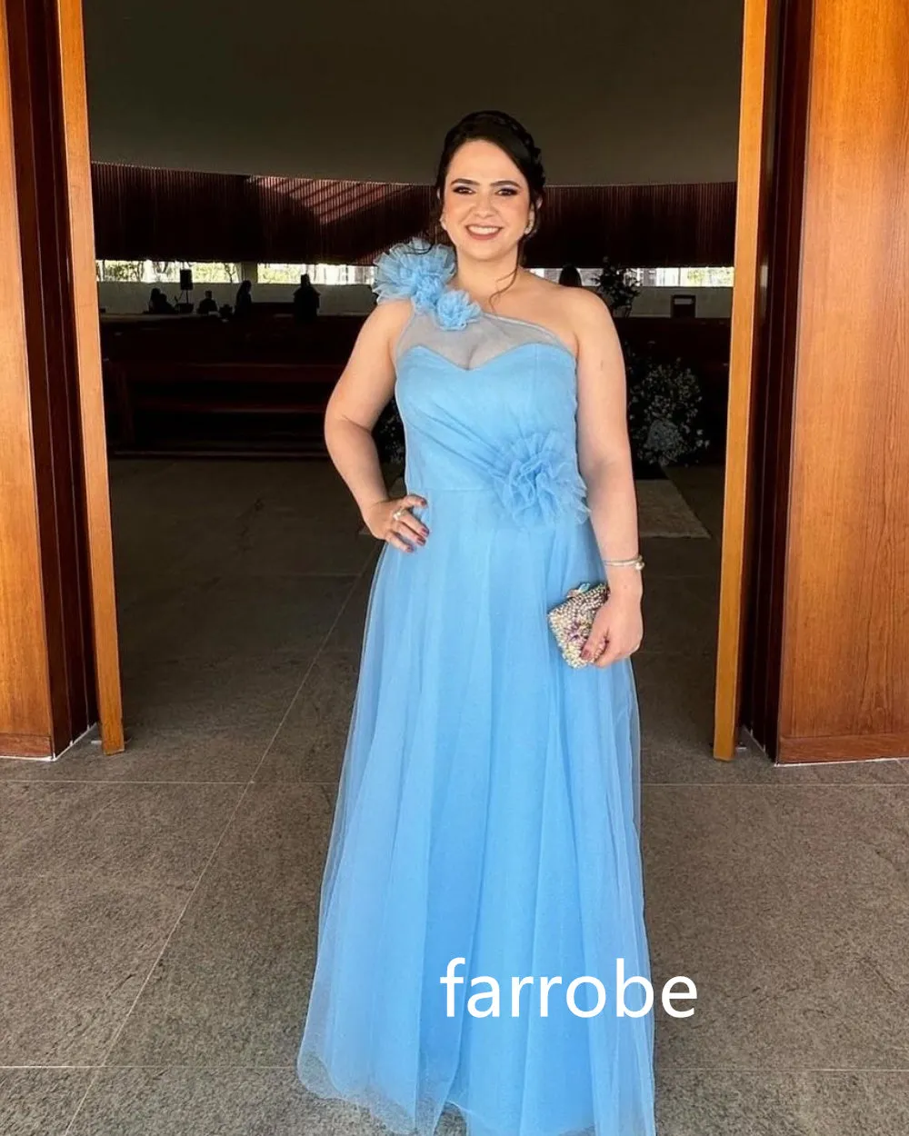 JazzHer Customized Modern Style Net Pleat Flower One-shoulder Long Dresses Cocktail Dresses Pastrol Unisex Chinese Style Formal Casual S (PRE-ORDER)