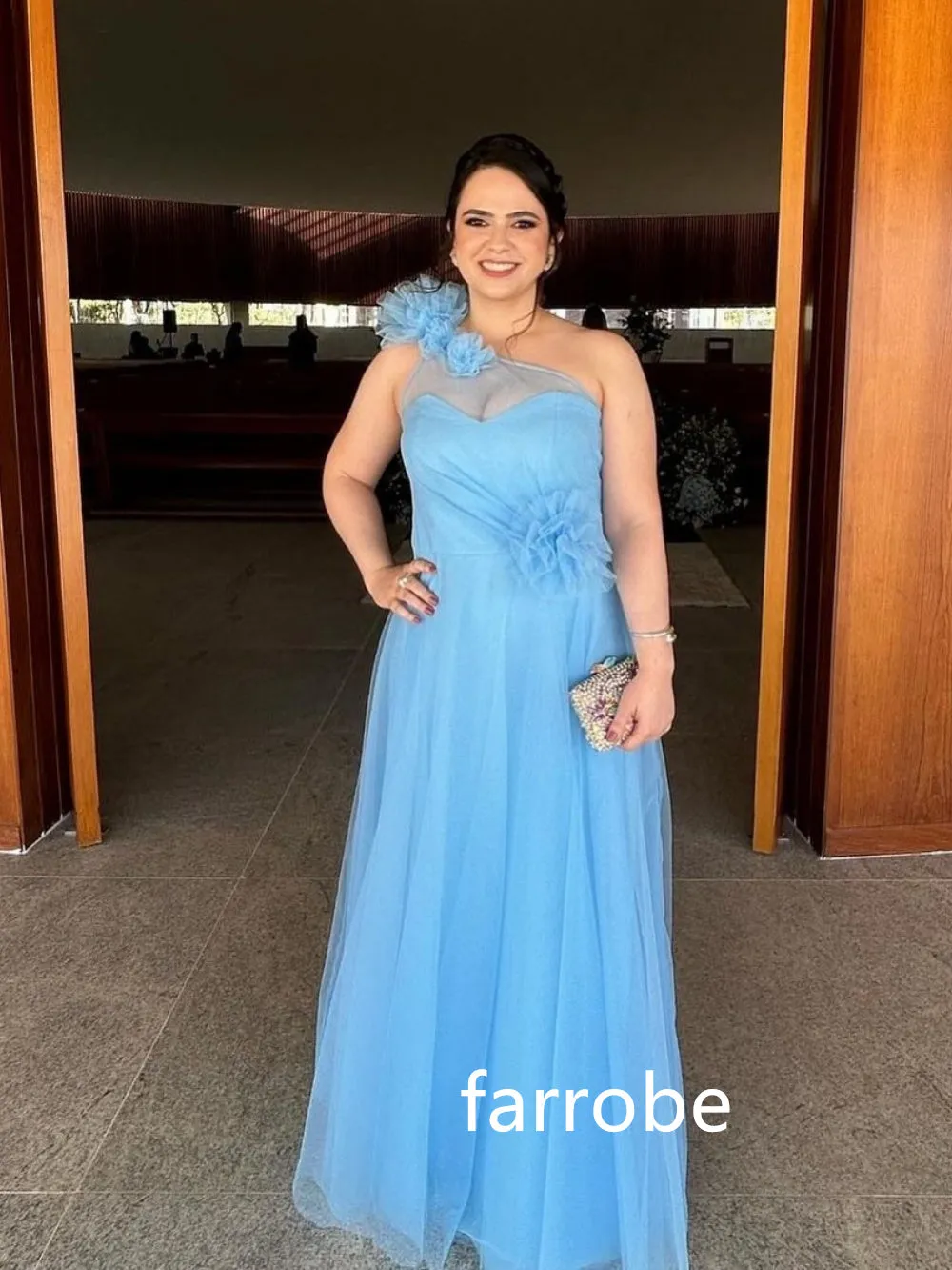 JazzHer Customized Modern Style Net Pleat Flower One-shoulder Long Dresses Cocktail Dresses Pastrol Unisex Chinese Style Formal Casual S (PRE-ORDER)