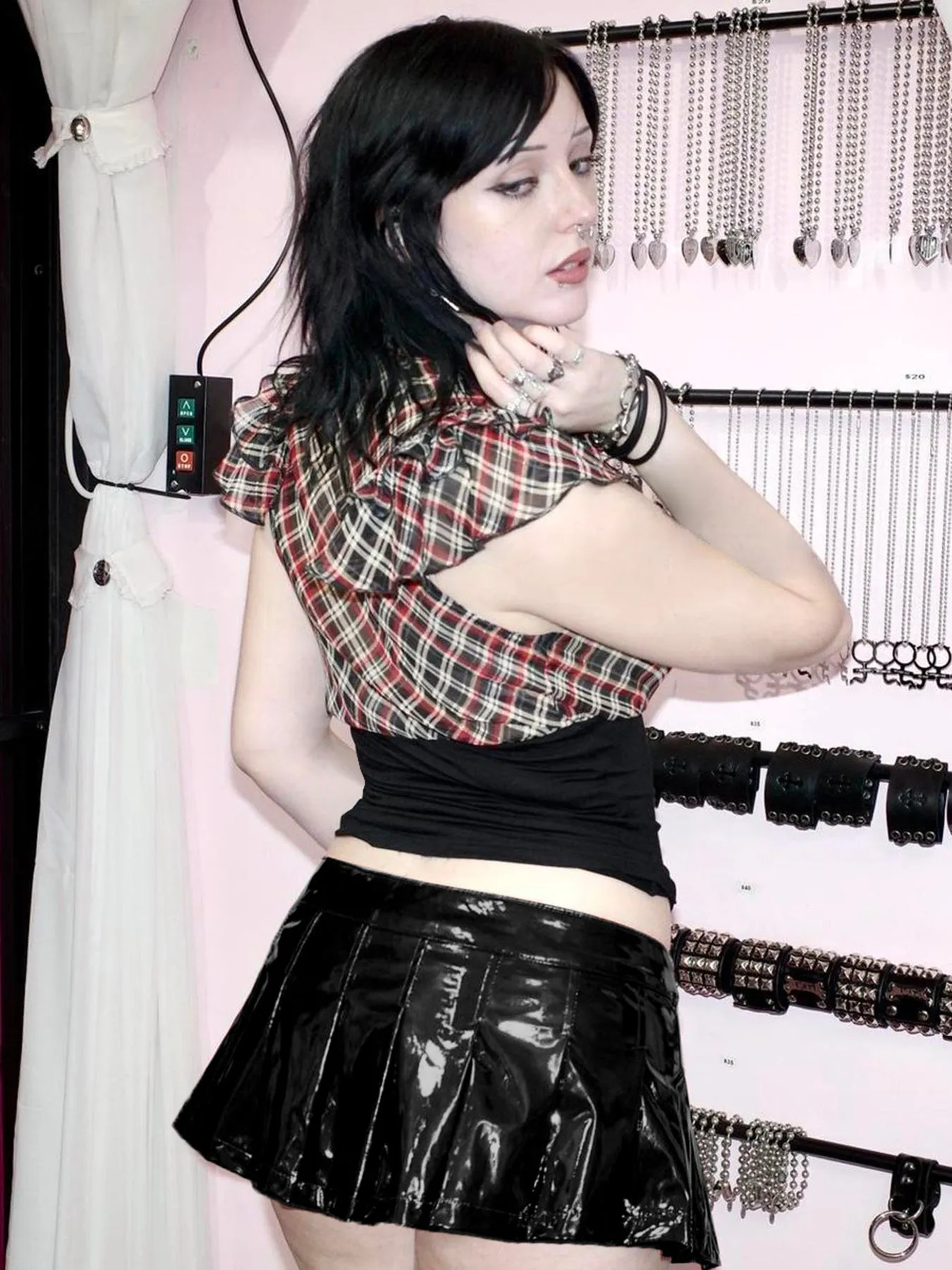 JazzHer Harajuku Streetwear Pu Skirt Women Dark Goth Cyber Punk Ring Low Waist Pleated Skirt Y2k E-girl Hip Hop Grunge Skirts