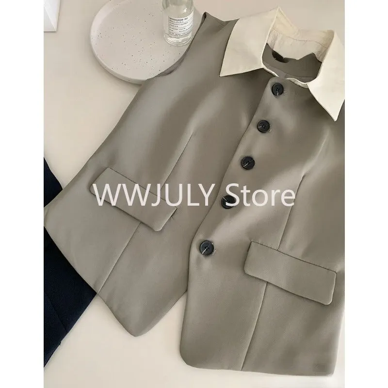 JazzHer Summer Vintage Women Solid Chic Skirts Suit Sleeveless Casual Tanks Tops Pleated Mini Skirts Two Pieces Set Female Outfits New
