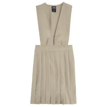 Jumper, Girls Khaki Pleated V-Neck