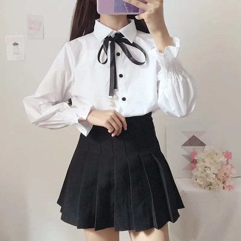 Kawaii Bow White Blouse