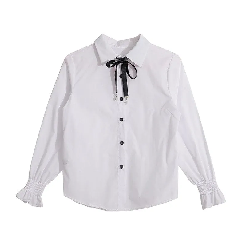 Kawaii Bow White Blouse
