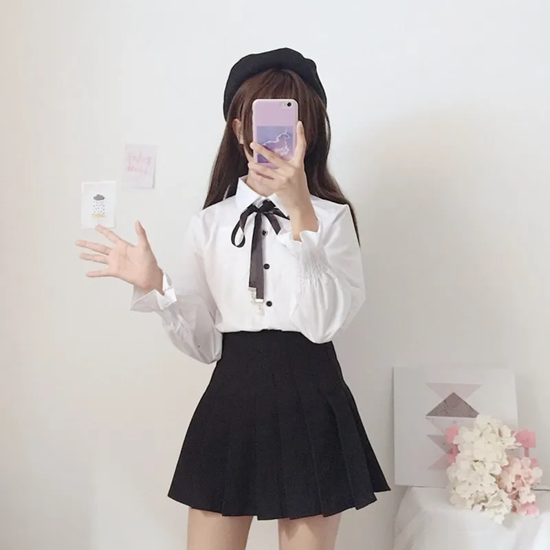 Kawaii Bow White Blouse