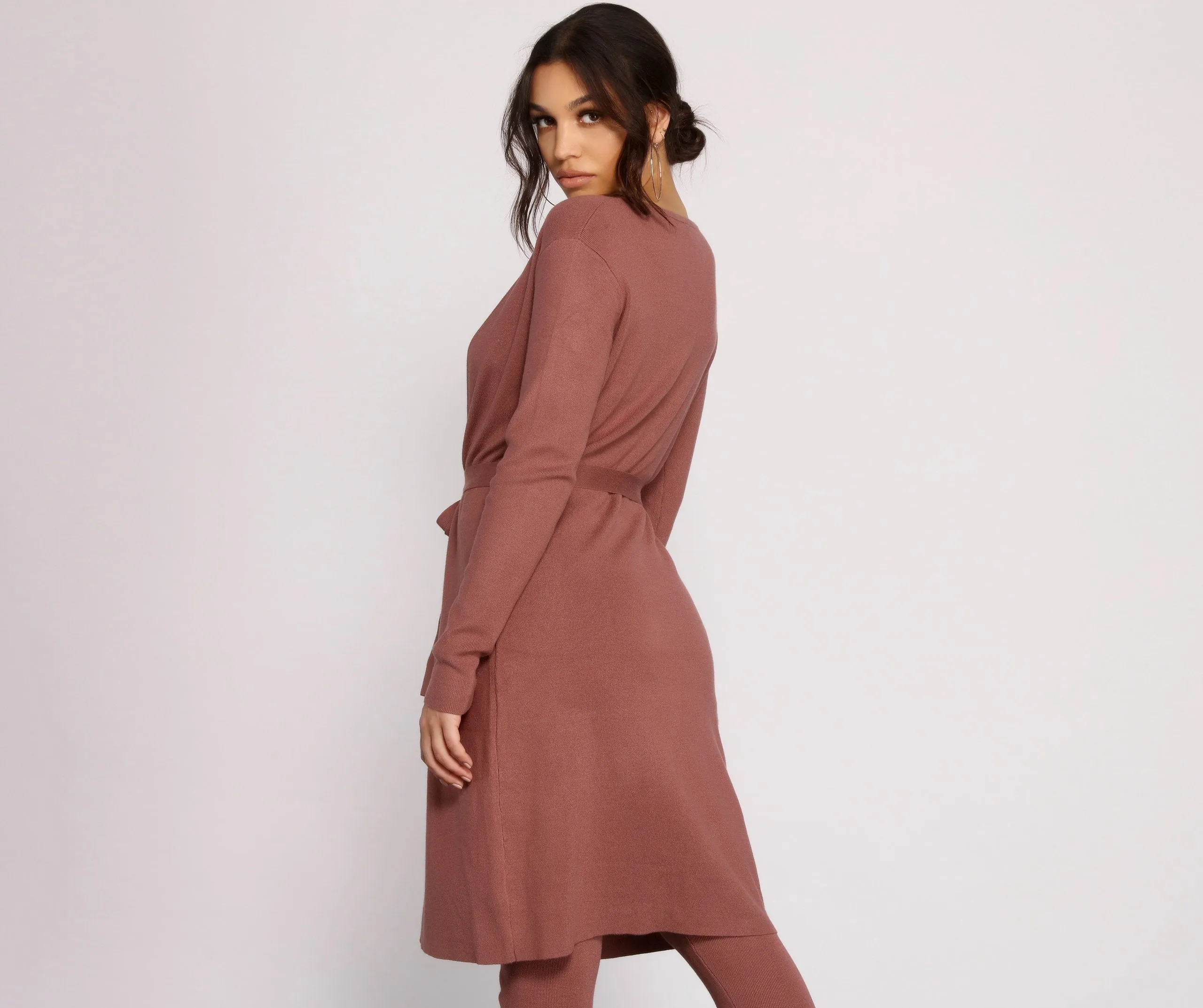 Keeping Knit Casual Tie Waist Duster