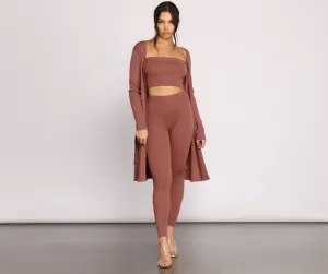 Keeping Knit Casual Tie Waist Duster