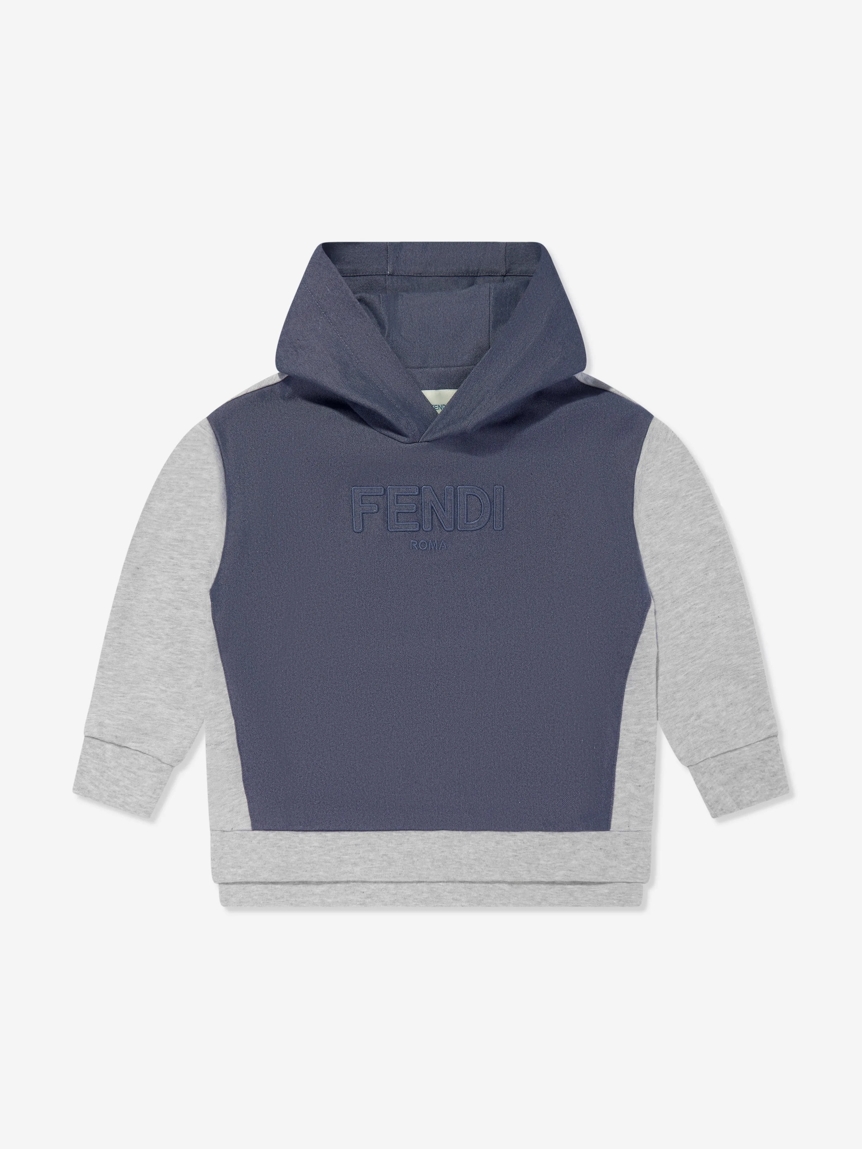 Kids Denim and Jersey Hoodie in Blue