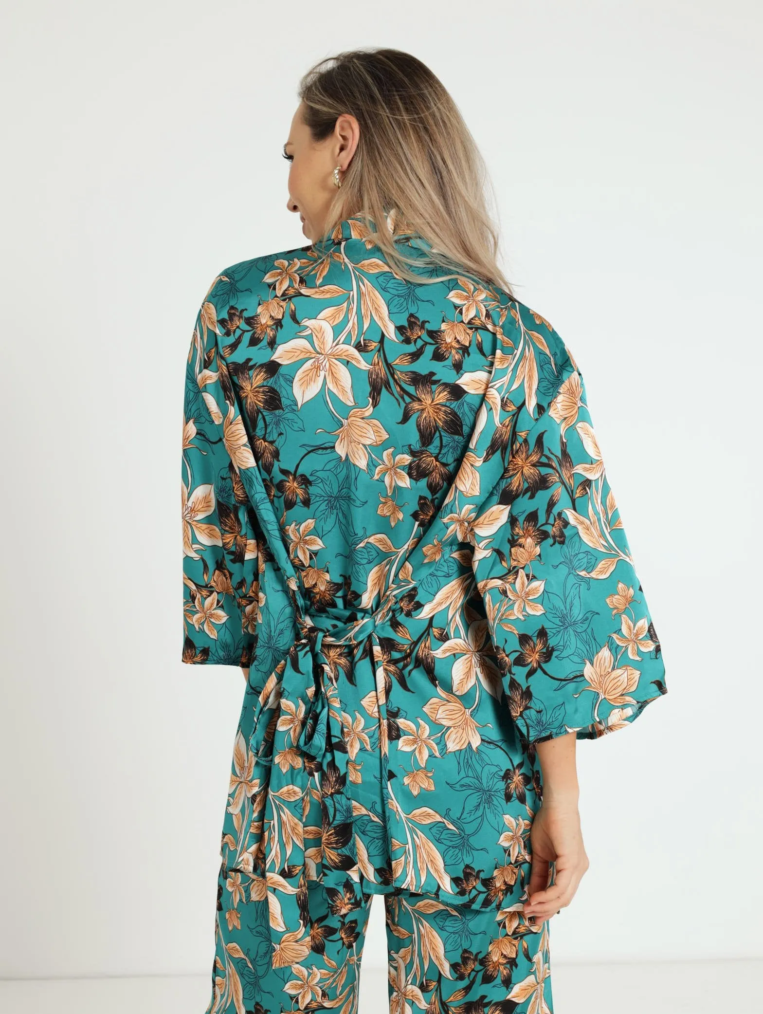 Kimono With Tie Up - Teal