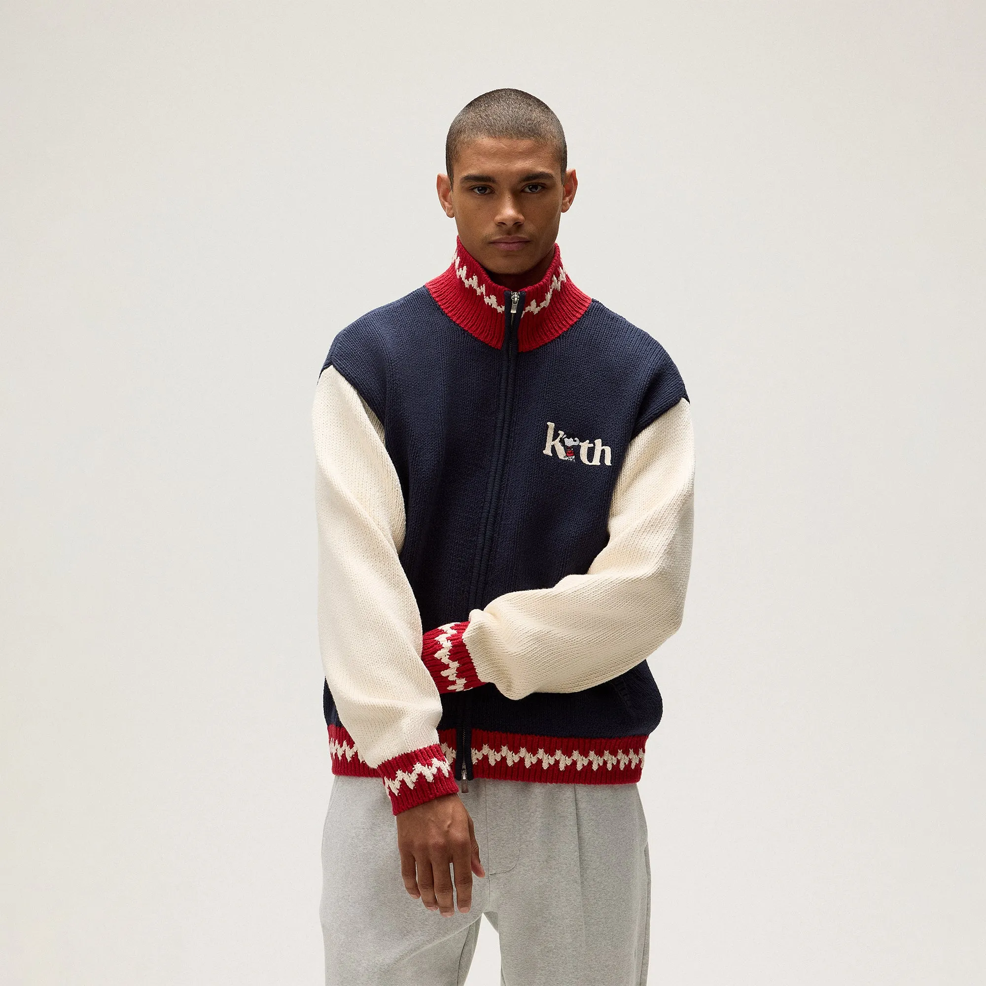 Kith for Peanuts Globe Wyona Full Zip Sweater - Nocturnal