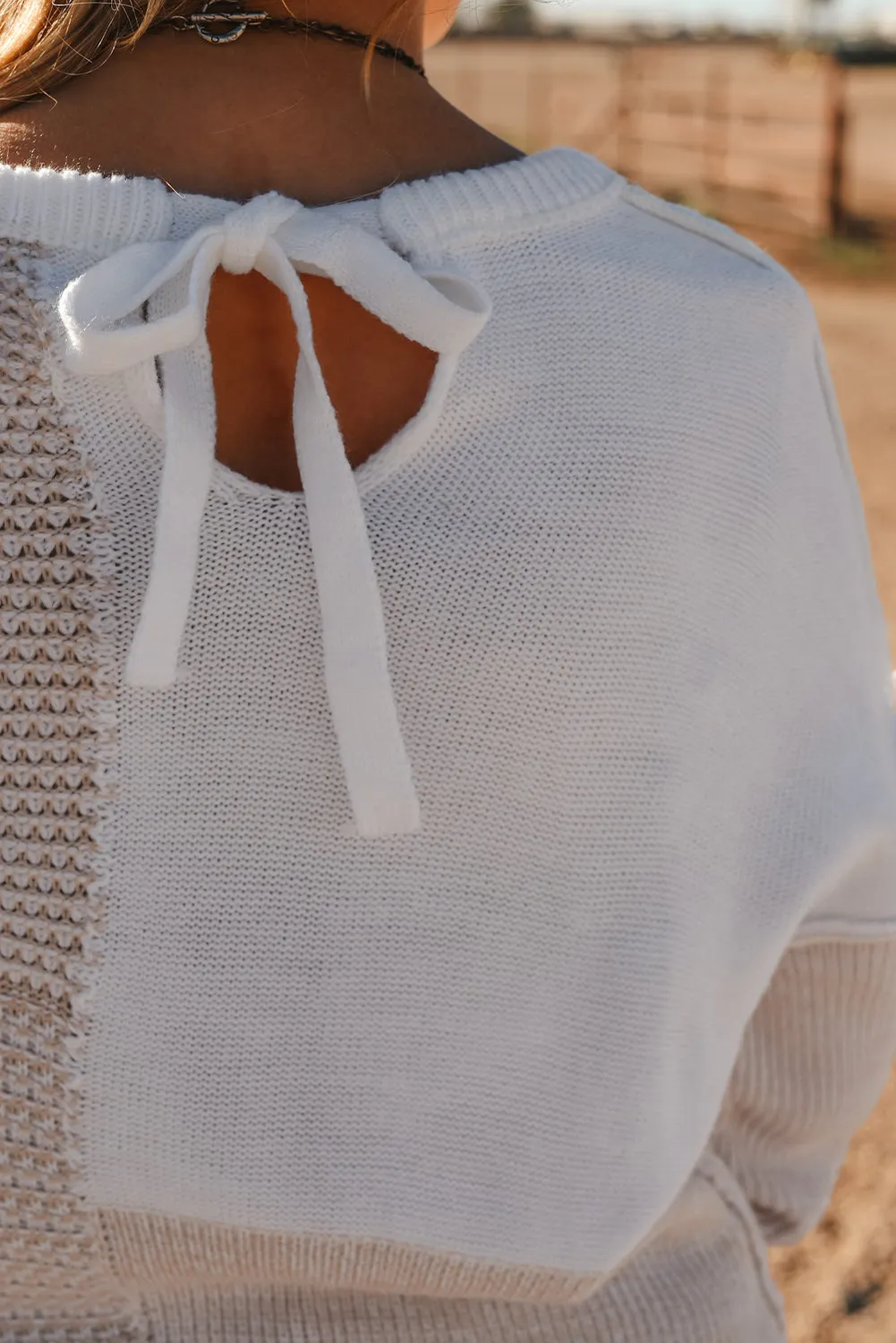 Knit Tie Keyhole Sweater