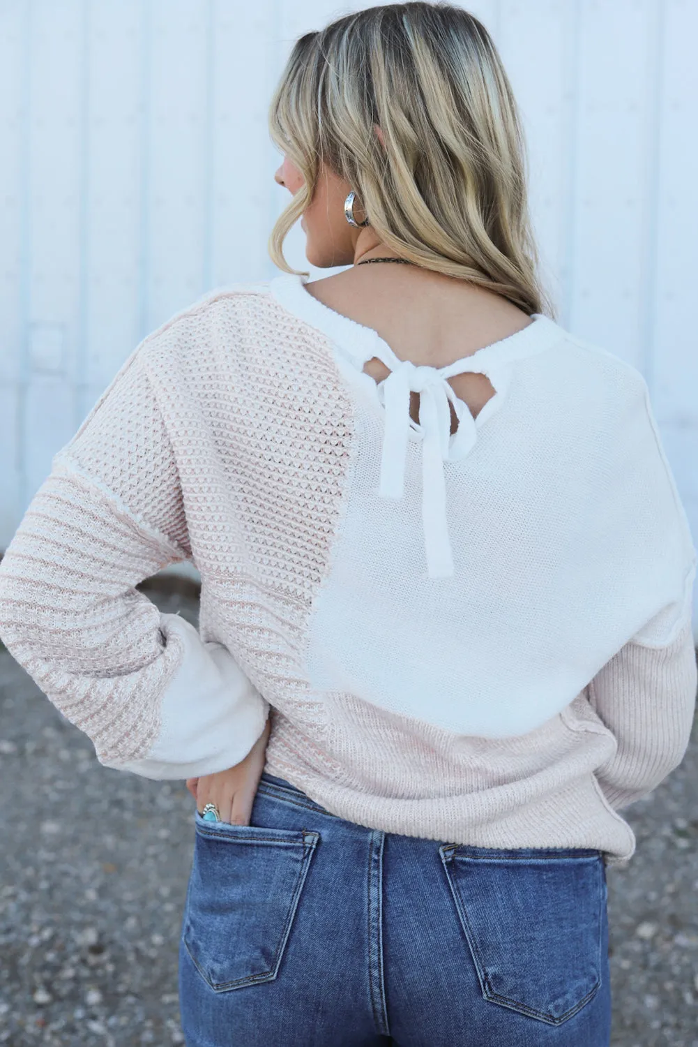 Knit Tie Keyhole Sweater