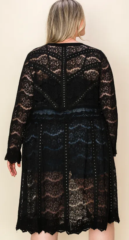 Lace Duster w/ Suede Details