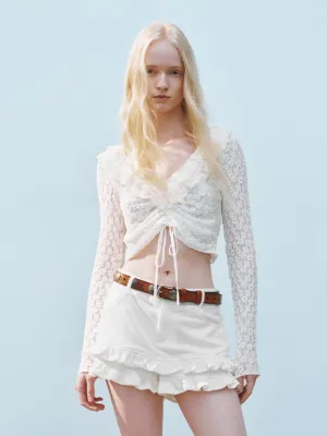 Lace Tie Up Front Blouses