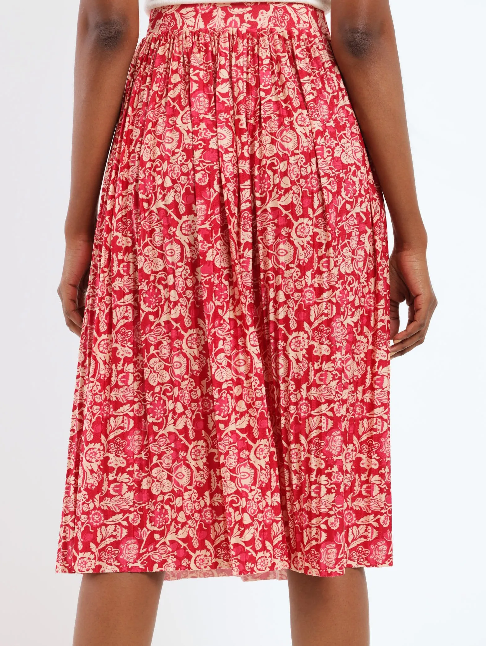 Ladies Colourblock Pleated Midi Skirt