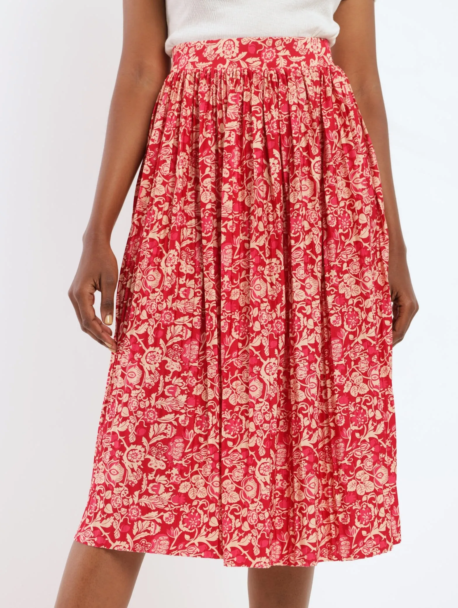 Ladies Colourblock Pleated Midi Skirt