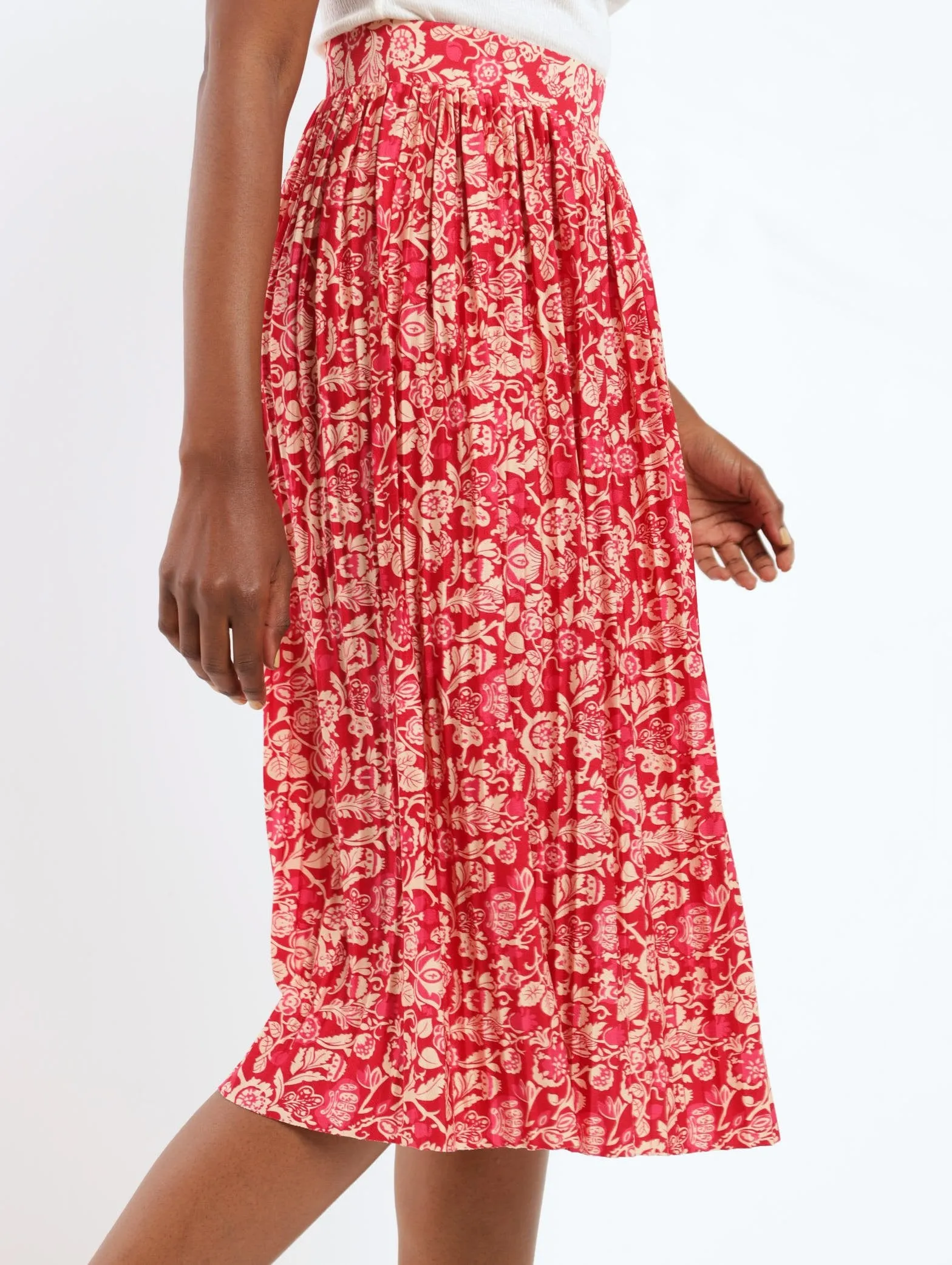 Ladies Colourblock Pleated Midi Skirt