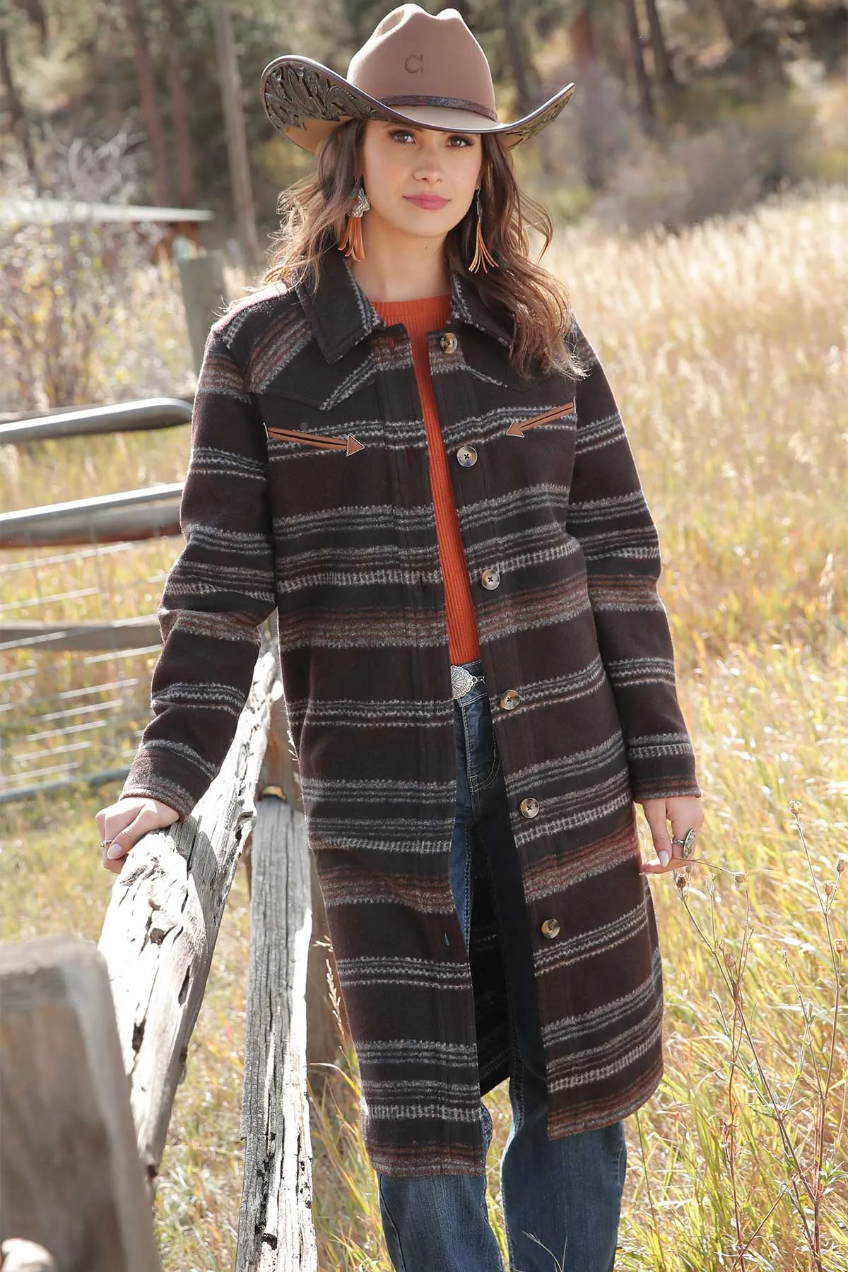 Ladies Cruel Denim Brown Sweater Knit Duster - CWJ7454002 - FINAL SALE