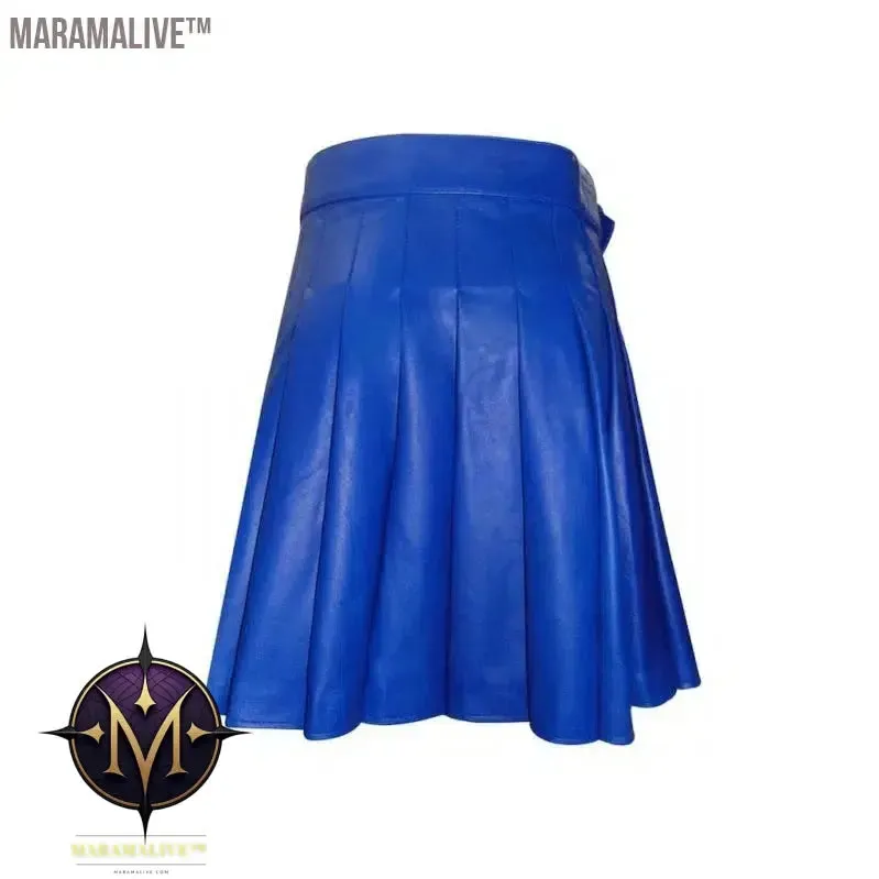 Large Size Men Scottish Traditional Pleated Skirt Scottish Style Solid Leather Belt Skirt Unisex Festival Party Fancy Dress 5XL
