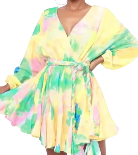 L'Atiste By Amy Multicoloured Tie Dye Skater Dress UK L