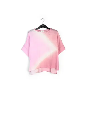 Light pink boxy tie-dye print top