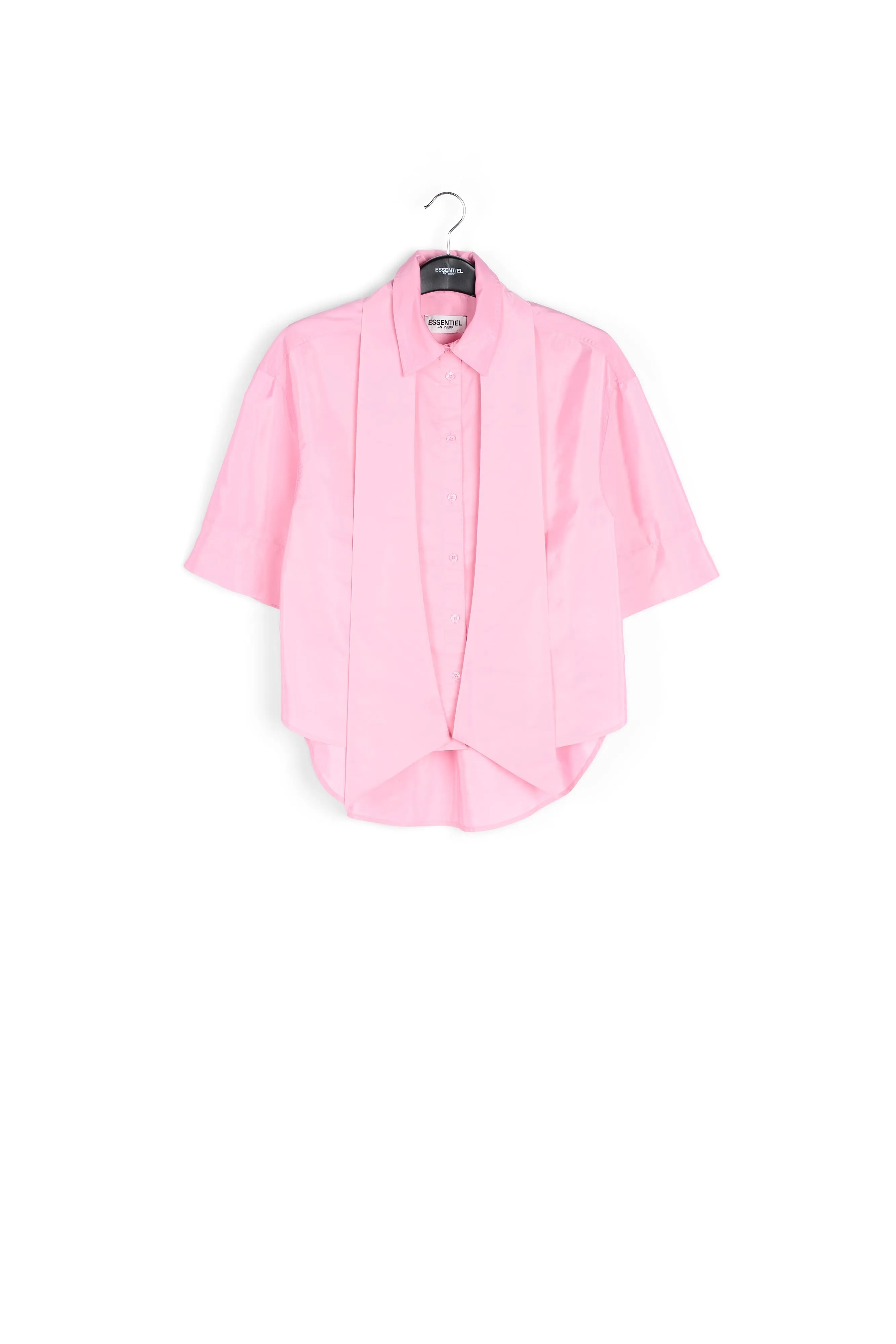 Light pink striped shirt with pussy bow