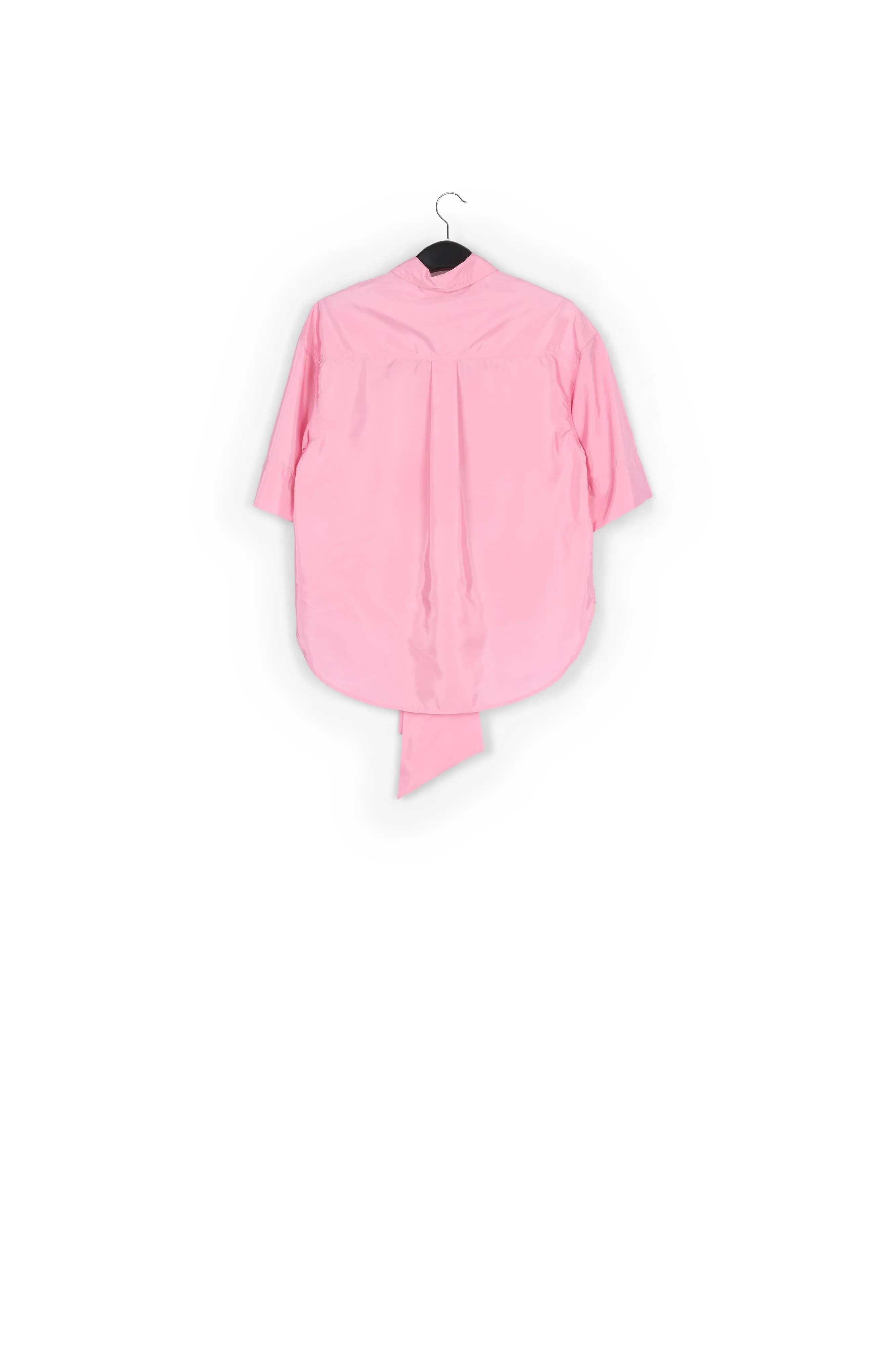 Light pink striped shirt with pussy bow