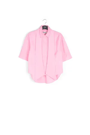 Light pink striped shirt with pussy bow