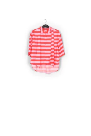 Light pink striped shirt with pussy bow